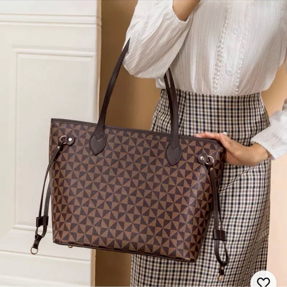 Checkered Women Bags Handbags Shoulder With Dust Bag with clutch